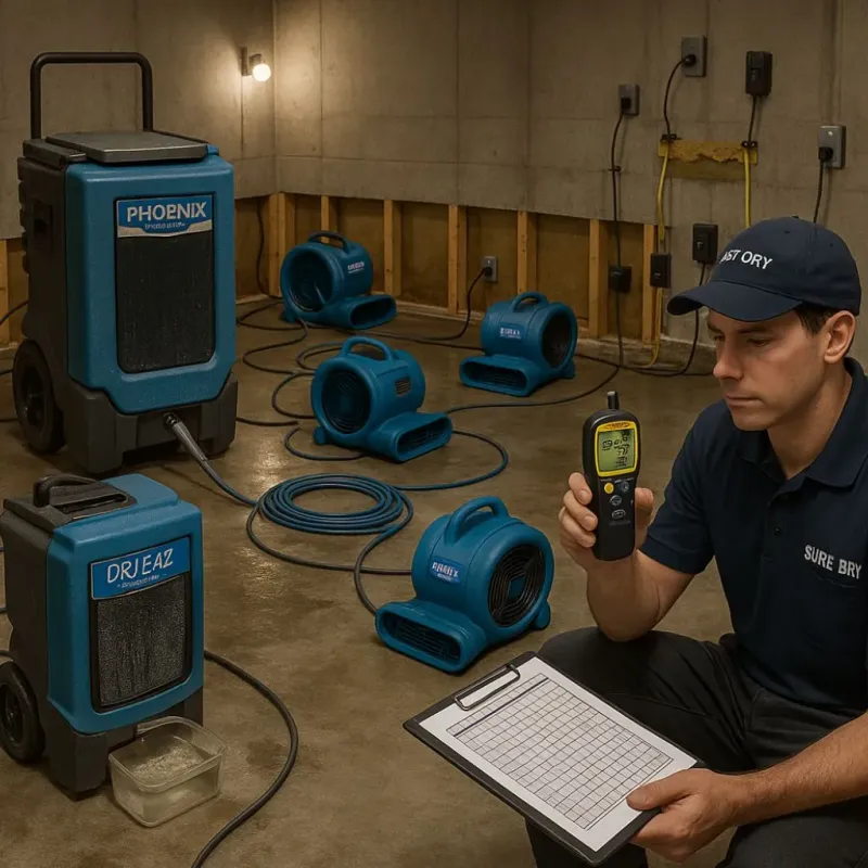 Structural Drying and Dehumidification process in Reese, MI